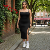 Vestido Longo Feminino Plus Size em Suplex com Alta Elasticidade