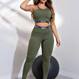 Conjunto Fitness Feminino Racy Legging Cintura Alta + Cropped Alcinha com Elásticos Para Treinar com Conforto e Estilo