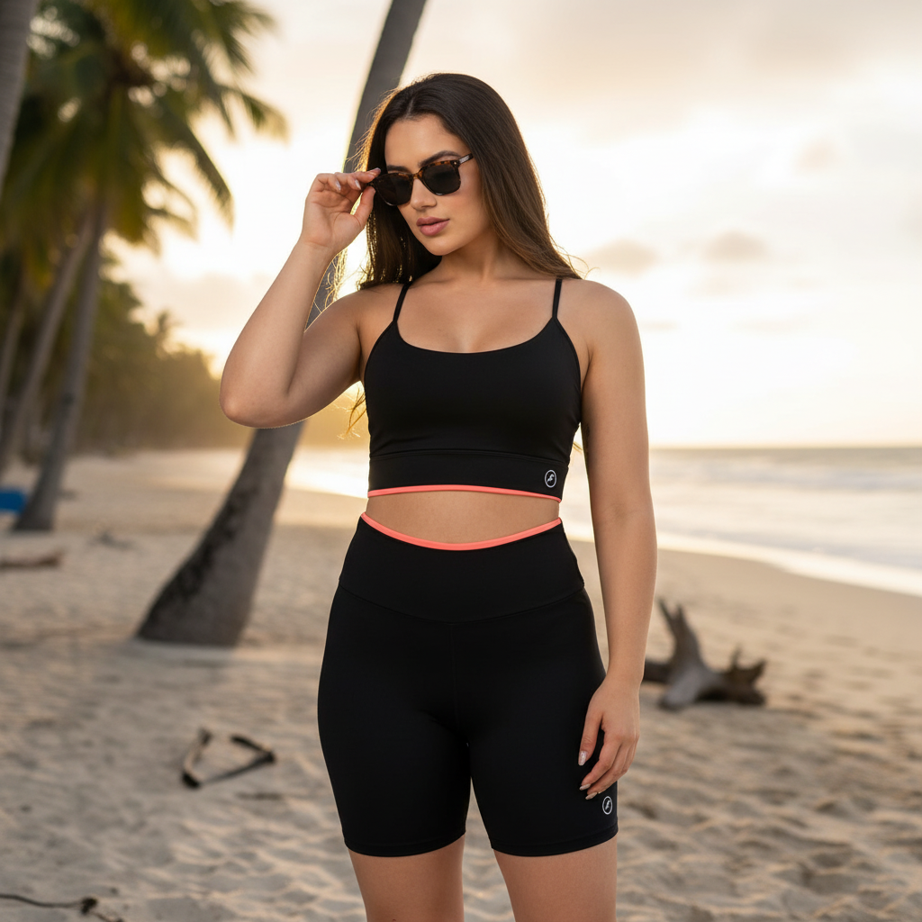 Conjunto Fitness Feminino Short e Top Suplex com Bojo Removível Zero Transparência