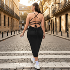 Vestido Longo Feminino Plus Size em Suplex com Alta Elasticidade