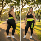 Conjunto Fitness Plus Size Feminino Legging e Top Suplex Cintura Alta