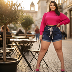 Short Jeans Plus Size Feminino com Lycra Cintura Alta