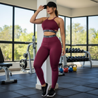 Conjunto Fitness Feminino Legging Cintura Alta com Top Cropped Racy em Suplex Premium Zero Transparência para Treinos