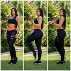 Conjunto Feminino Calça Legging Detonada e Top Fitness para Academia Treino