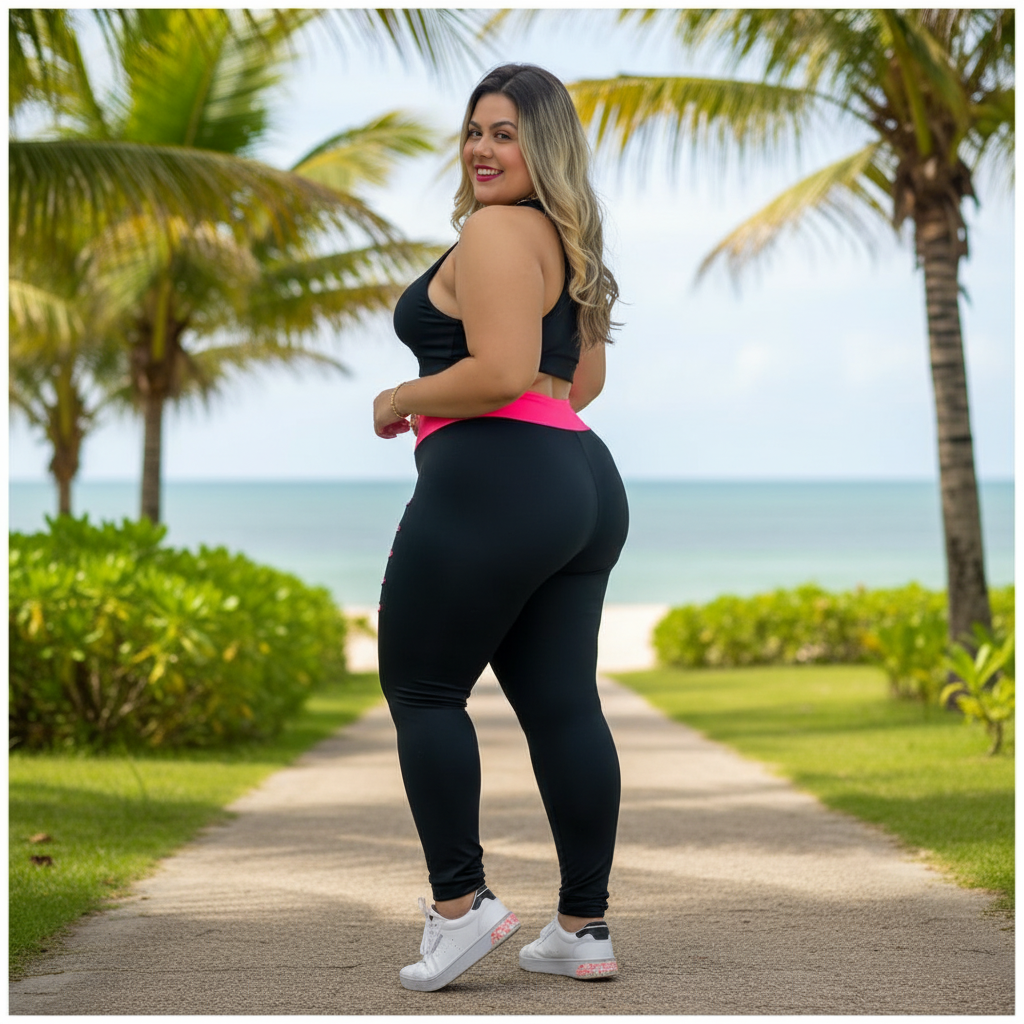 Conjunto Fitness Plus Size Feminino Legging e Top Suplex Cintura Alta