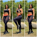 Conjunto Feminino Calça Legging Detonada e Top Fitness para Academia Treino