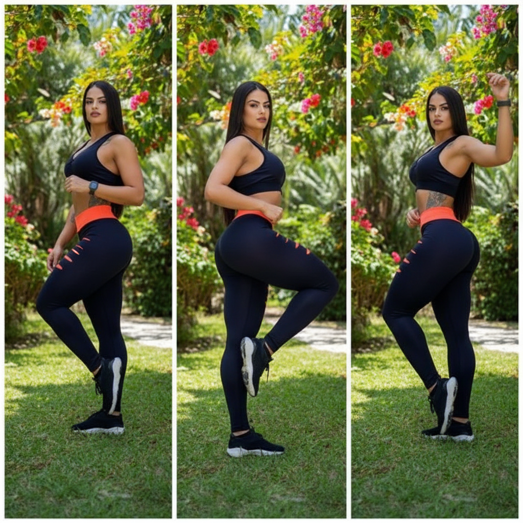 Conjunto Feminino Calça Legging Detonada e Top Fitness para Academia Treino
