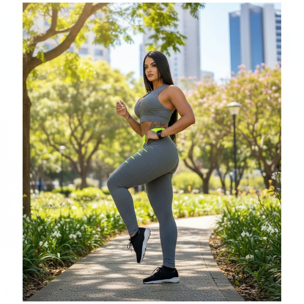 Conjunto Feminino Calça Legging Detonada e Top Fitness para Academia Treino