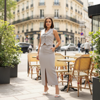 conjunto alfaiataria feminino, conjunto feminino colete e saia, conjunto social feminino, conjunto elegante feminino, look social feminino, conjunto feminino sofisticado, saia com fenda feminina, colete feminino elegante, conjunto feminino trabalho, conjunto feminino moderno