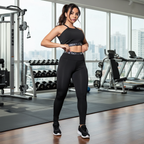 Conjunto Fitness Feminino Legging Cintura Alta com Top Cropped Racy em Suplex Premium Zero Transparência para Treinos