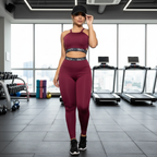 Conjunto Fitness Feminino Legging Cintura Alta com Top Cropped Racy em Suplex Premium Zero Transparência para Treinos