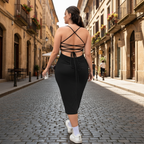 Vestido Longo Feminino Plus Size em Suplex com Alta Elasticidade