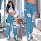 Calça Wide Leg Feminina Marmorizada Pantalona de Boca Larga e Cintura Alta - Entrega Grátis