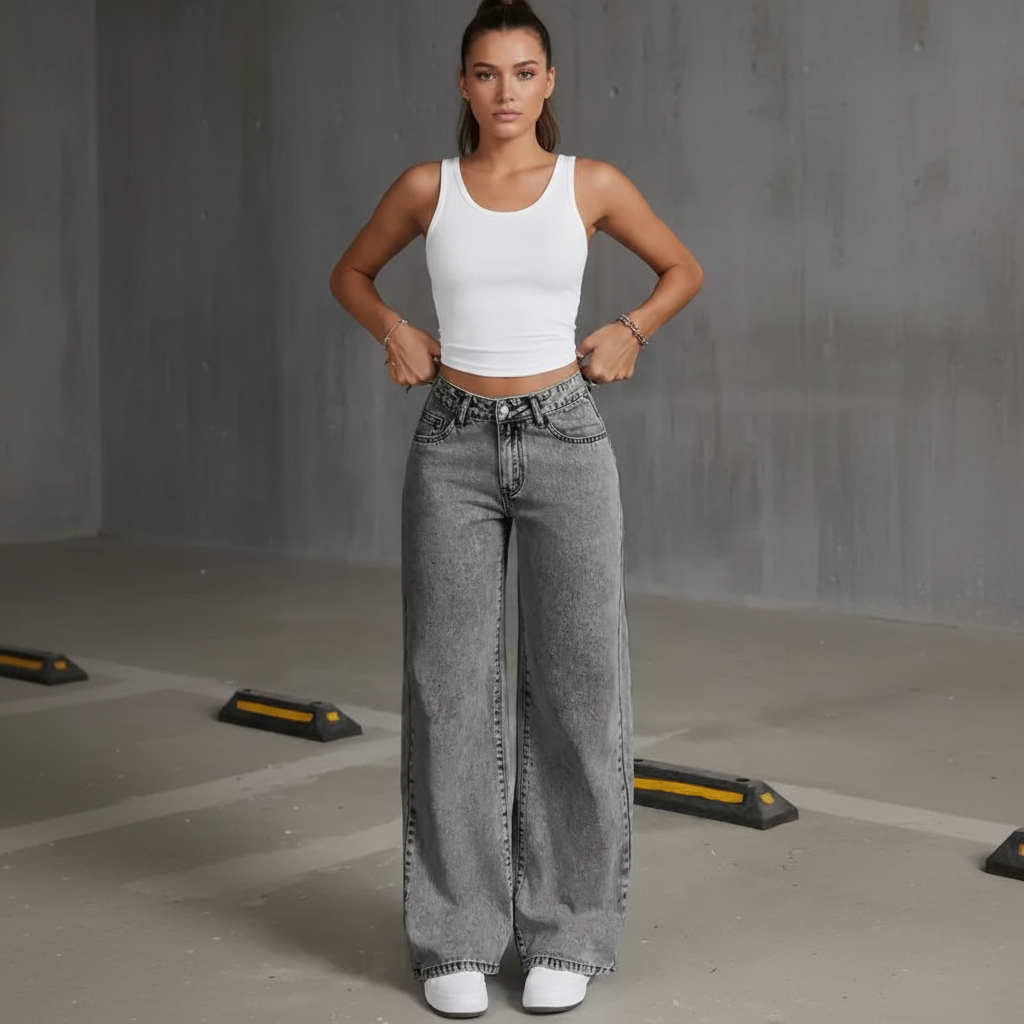 calça jeans wide leg feminina, calça jeans feminina cintura alta, calça jeans marmorizada, calça jeans pantalona feminina, calça jeans boca larga, wide leg feminina, pantalona jeans feminina, jeans feminino estilo urbano, calça feminina moderna, calça jeans alta modelagem, jeans feminino marmorizado, calça jeans boca larga cintura alta