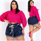 Short Jeans Plus Size Feminino com Lycra Cintura Alta