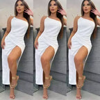 Vestido Longo Midi Feminino com Fenda Elegante