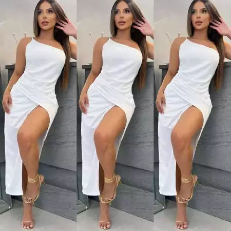 Vestido Longo Midi Feminino com Fenda Elegante