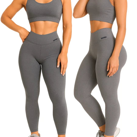 Kit 2 Calças Legging Feminina Cintura Alta Zero Transparência Academia Fitness Confortável