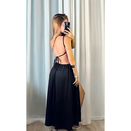 Vestido Longo Feminino Uma Alça com Fenda na Perna Elegante e Sofisticado