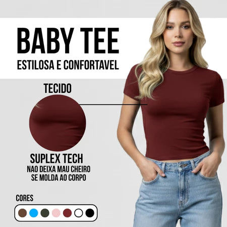 Kit 3 Baby Tee Feminina – Slim Fit, Confortável e que Valoriza Seu Corpo + Entrega Grátis