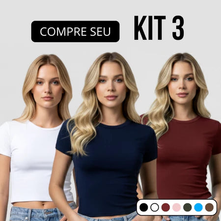 Kit 3 Baby Tee Feminina – Slim Fit, Confortável e que Valoriza Seu Corpo + Entrega Grátis