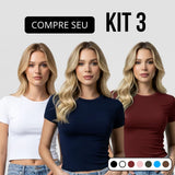 Kit 3 Baby Tee Feminina – Slim Fit, Confortável e que Valoriza Seu Corpo + Entrega Grátis