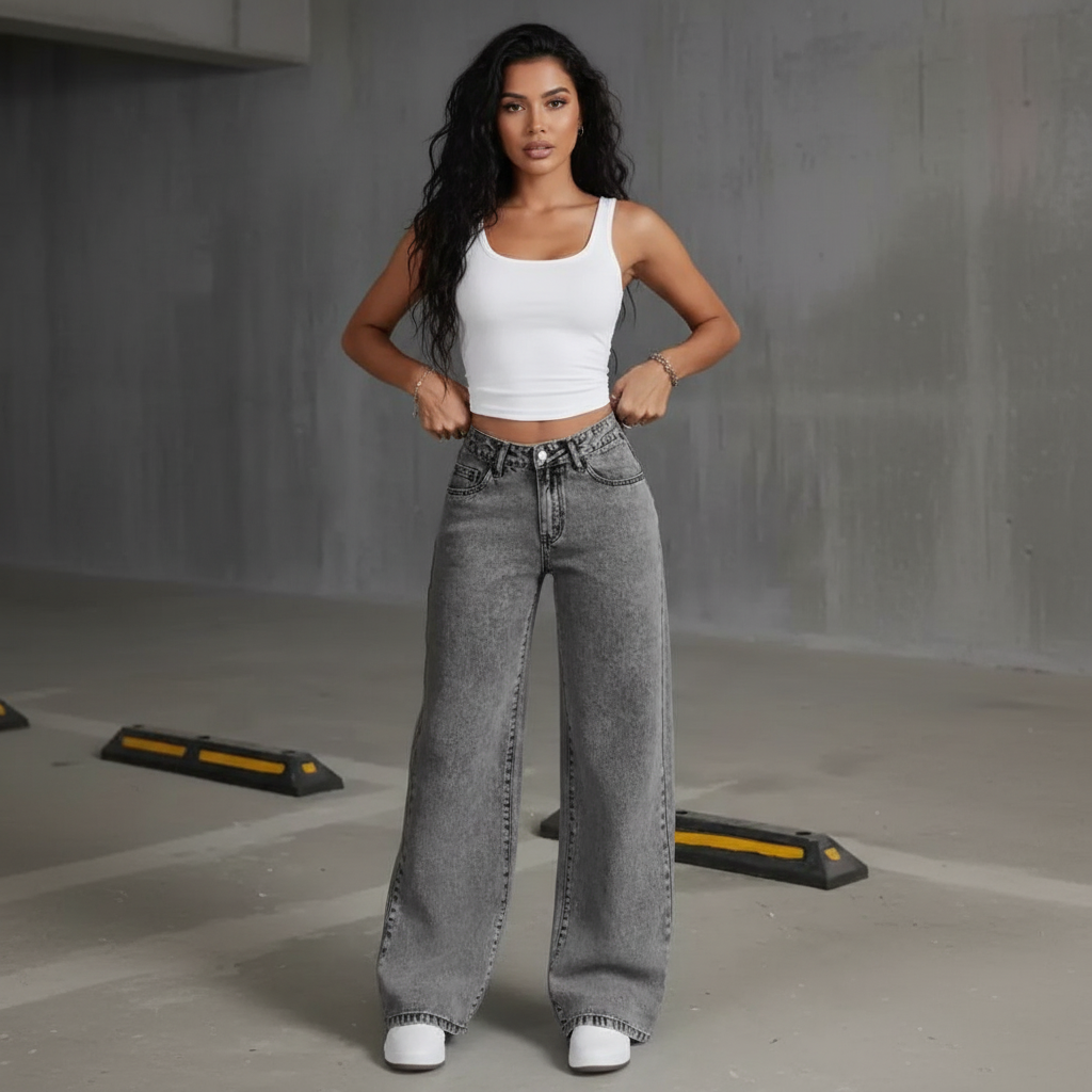 calça jeans wide leg feminina, calça jeans feminina cintura alta, calça jeans marmorizada, calça jeans pantalona feminina, calça jeans boca larga, wide leg feminina, pantalona jeans feminina, jeans feminino estilo urbano, calça feminina moderna, calça jeans alta modelagem, jeans feminino marmorizado, calça jeans boca larga cintura alta