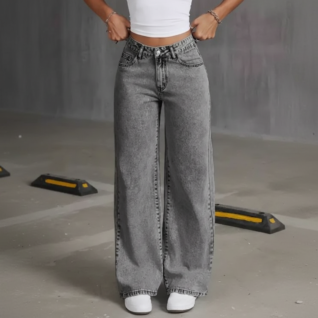 calça jeans wide leg feminina, calça jeans feminina cintura alta, calça jeans marmorizada, calça jeans pantalona feminina, calça jeans boca larga, wide leg feminina, pantalona jeans feminina, jeans feminino estilo urbano, calça feminina moderna, calça jeans alta modelagem, jeans feminino marmorizado, calça jeans boca larga cintura alta