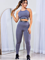 Conjunto Fitness Feminino Racy Legging Cintura Alta + Cropped Alcinha com Elásticos  Para Treinar com Conforto e Estilo