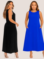 Kit com 2 Vestidos Plus Size em Tecido Dunas Modelagem Elegante e Sofisticada