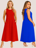 Kit com 2 Vestidos Plus Size em Tecido Dunas Modelagem Elegante e Sofisticada