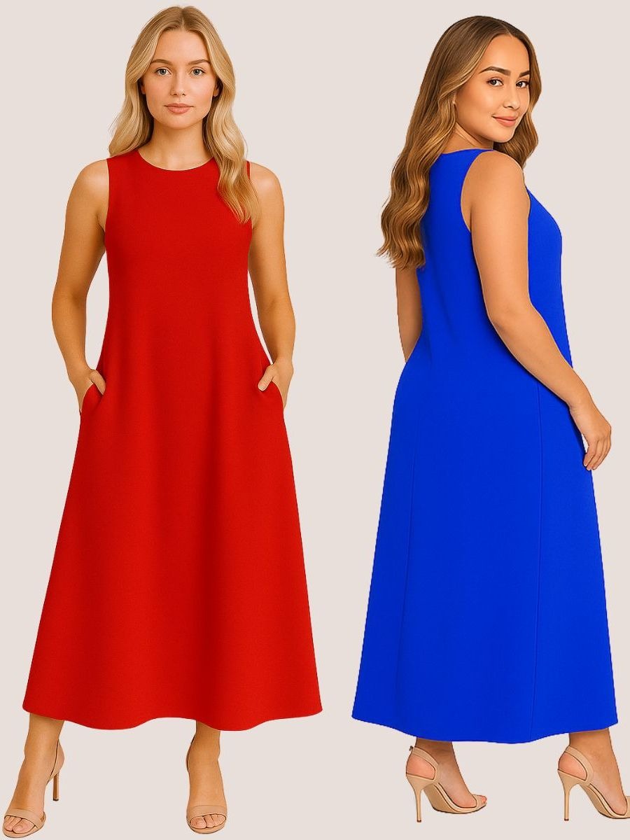 Kit com 2 Vestidos Plus Size em Tecido Dunas Modelagem Elegante e Sofisticada