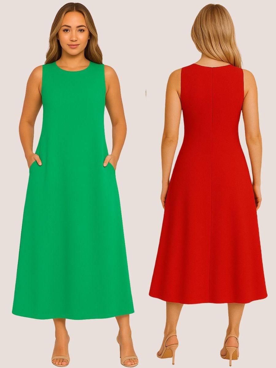 Kit com 2 Vestidos Plus Size em Tecido Dunas Modelagem Elegante e Sofisticada