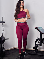 Conjunto Fitness Feminino Racy Legging Cintura Alta + Cropped Alcinha com Elásticos  Para Treinar com Conforto e Estilo