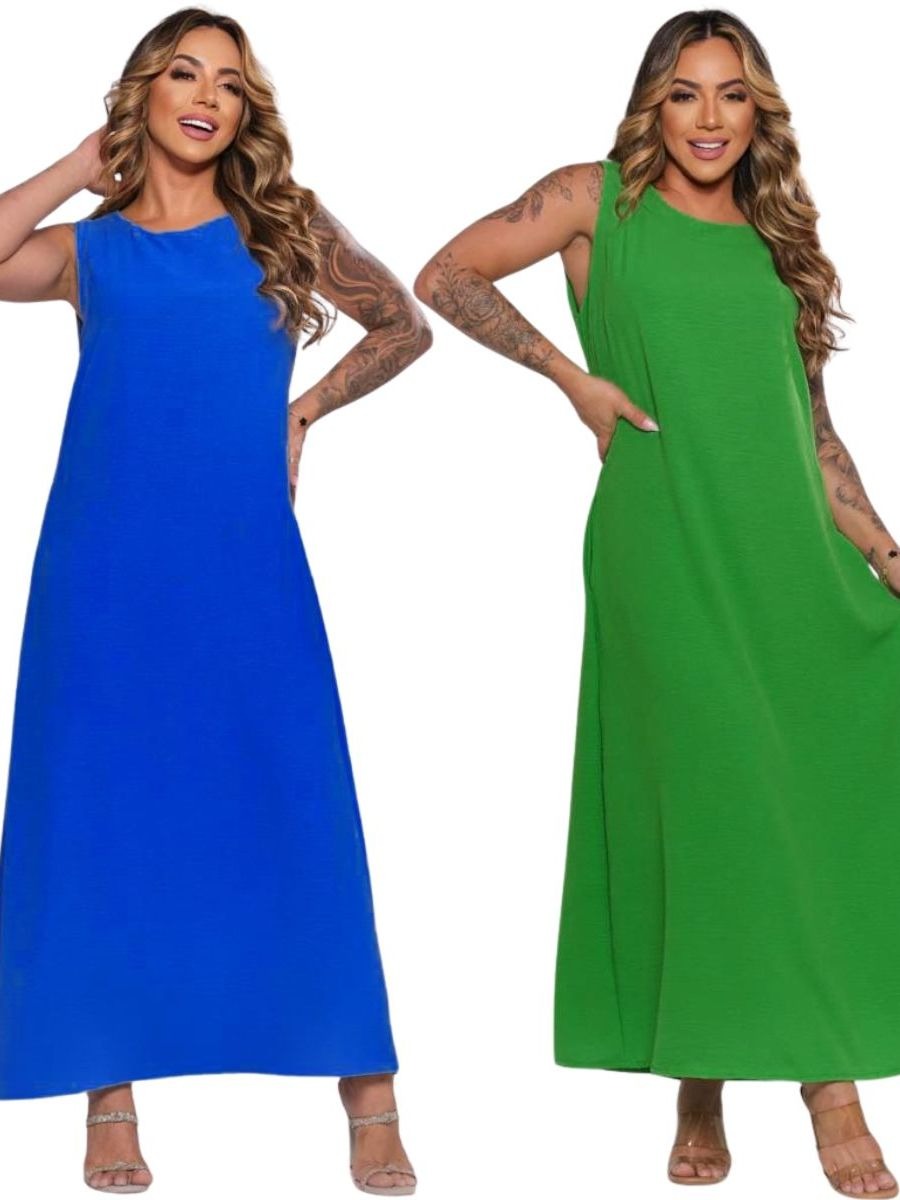 Kit com 2 Vestidos Plus Size em Tecido Dunas Modelagem Elegante e Sofisticada