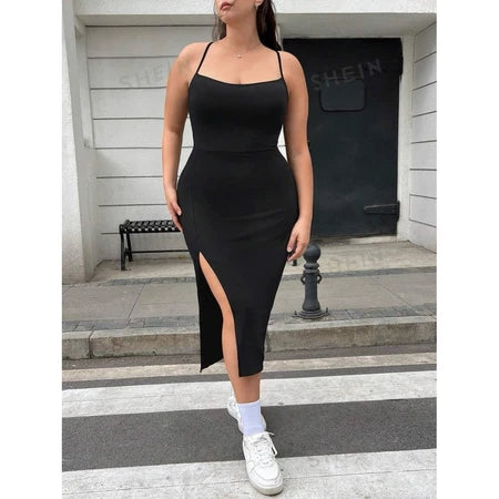 Vestido Longo Feminino Plus Size em Suplex com Alta Elasticidade